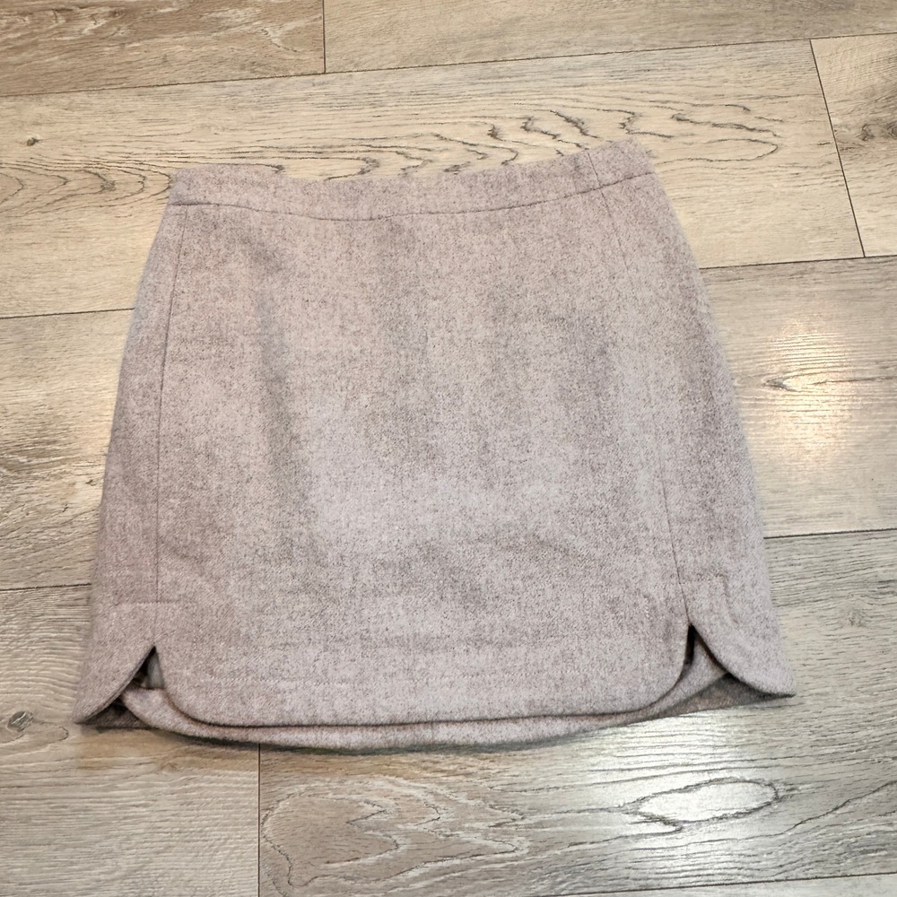 J.Crew Wool Shirttail Mini Skirt Beige Stone B0358 Side Notch Lined Womens‎ Sz 2